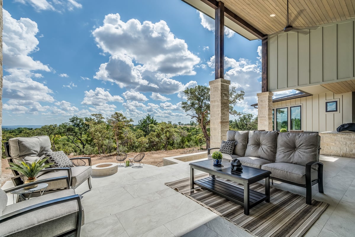 High covering over back patio in Texas home